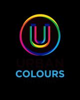 una carta colorida u logo en un fondo negro en Urban Colours, en Rodas