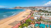 an aerial view of a beach and the ocean at Hotel Riu Palace Tikida Agadir - All Inclusive in Agadir