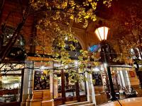 a building with a street light in front of it at Semmelweis lodge in Budapest