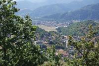 a view of a town in a valley with trees at Chalet Hertzland in Ranspach