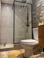 a bathroom with a toilet and a shower at Lower Price, More Style, Discount Studio In San Juan,Pr, Beach, Free Bikes in San Juan