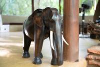 アヌラーダプラにあるKaala Kalaththewa Luxury Eco Resortの木造象像