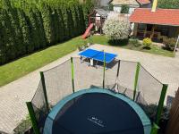 Una vista aérea de una mesa de ping pong en un patio trasero. en Árvíz Apartman, en Szeged