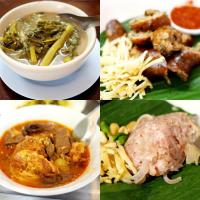 a group of four pictures of different types of food at Baan Huenphen Boutique Hotel in Chiang Mai