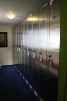 a row of lockers in a locker room at Pension Weinberger in Obertauern