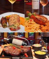 皮帕Bangalô Pipa Resort的不同类型的食物和葡萄酒的图片拼贴画