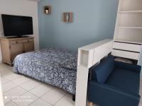 Łóżko lub łóżka w pokoju w obiekcie Studio Gîtes des Colombières Piscine & Spa