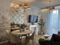 Telewizja i/lub zestaw kina domowego w obiekcie Family & Business Sauna Apartments Plac Wolności CENTRUM Downtow, - Piękny Apartament - 5 Bedroom with Private Sauna, Bath with Hydromassage, Parking, Catering Options