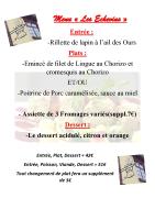 una captura de pantalla de un menú de un restaurante en Le claj'hope gîte 4 étoiles, en Mouzon