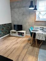 Televízia a/alebo spoločenská miestnosť v ubytovaní Apartamenty Cieplicka 20a