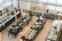 an overhead view of a bakery with several tables of pastries at Seaside Hotel Maiko Villa Kobe in Kobe