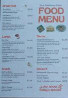 贡布Derm Svay Guesthouse - yoga & cafe的餐厅内的食物菜单