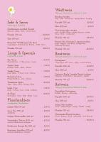 eine Seite der Speisekarte für ein Restaurant in der Unterkunft Parkresidenz Lychen, Ferienwohnung 10 in Lychen