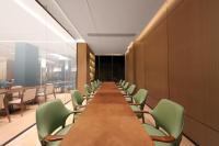 uma longa sala de conferências com uma longa mesa e cadeiras em Guangzhou Huayu Wanfu Hotel em Guangzhou