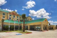 Un edificio de hotel con una palmera delante. en Hilton Garden Inn Houston-Pearland, en Pearland