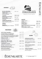 a picture of a menu for a restaurant at Ferdinands in Alūksne