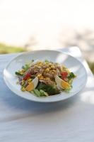 ボドルム・シティにあるKıvanç Suite Hotelの白皿のサラダ