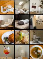 un collage de fotos de comida y bebida en Gusta Imperial, 