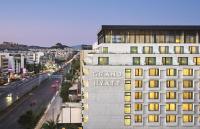 a building with the grand hyatt sign on it at Grand Hyatt Athens in Athens