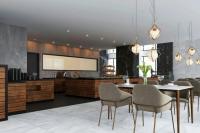 eine Küche und ein Esszimmer mit Tisch und Stühlen in der Unterkunft Four Points by Sheraton Accra Kotoka Airport in Accra