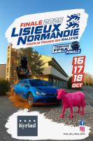 Un volante para un concesionario de automóviles con un cerdo rosa. en Kyriad Lisieux, en Lisieux