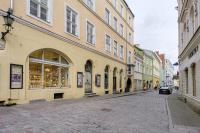 una strada acciottolata in una città con edifici di Tallinn Old Hanza Apartments a Tallinn