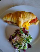 un sandwich sur une assiette blanche avec une salade dans l'établissement Cozy Corner, à Bloemfontein