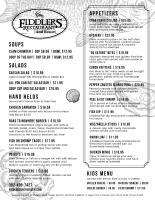 een menukaart voor een fastfoodrestaurant met een honkbal bij Fiddler's Restaurant and Resort in Steinhatchee