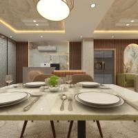 un comedor con una mesa con platos y cubiertos en Hotel Vista Haven, en Patna