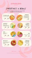um menu para o restaurante de smoothies e bowls em San Juan Surf Resort La Union em San Juan