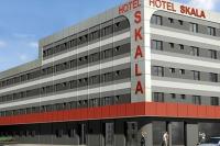 a rendering of a hotel building with a car parked in front at Skala Traveling Hotel in Cuiabá
