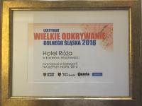 Certifikát, ocenenie alebo iný dokument vystavený v ubytovaní Hotel Róża