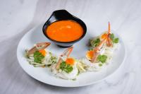 a white plate of food with a bowl of soup at Hisea Huahin Hotel in Hua Hin