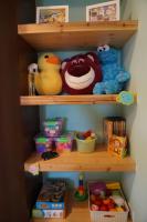 a bunch of toys on shelves in a childs room at Misto B&amp;B in Taitung City
