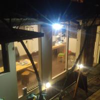 a view of a room at night with a light at Song Youf Hostel in Zhongpu