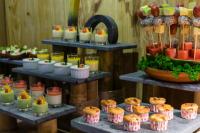 a display of different types of food on shelves at Silverland Yen Hotel in Ho Chi Minh City