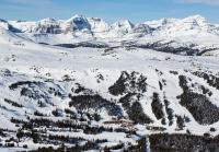 a ski lodge in the middle of a snow covered mountain at Sunshine Mountain Lodge in Banff