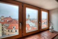 a window with a view of a city at Residence St Havel Prague Old Town in Prague