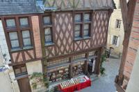 an overhead view of a building with a book store at La Maison Rouge in Chinon