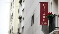 a red hotel sign on the side of a building at Collage Taksim Hotel in Istanbul