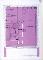 a floor plan of a bathroom with purple at Gite du Cret in Hotonnes