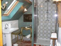 a bathroom with a shower and a sink at Chambres d&#39;hôtes la Graineterie in Buxy