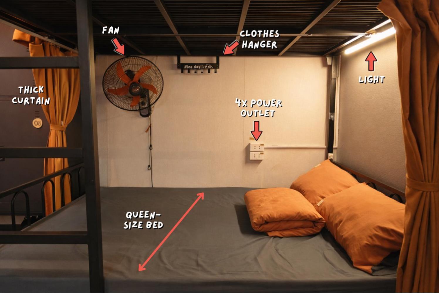 FEMALE DORM - 3 mins to Train street - Top Floor Hostel - Big bed — photo 4