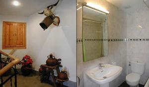Zwei Bilder eines Badezimmers mit Toilette und Waschbecken in der Unterkunft Gabarre in Broto + 21 Fotos