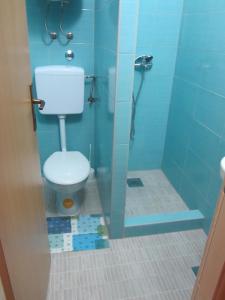 a bathroom with a toilet and a shower at Bravo Guest House in Bihać