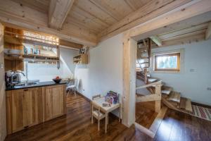 a tiny house with a kitchen and a loft at Willa Giewontka in Witów