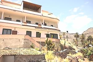 a drawing of a building on a mountain at Apartamentos Nayara in Valle Gran Rey
