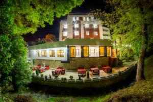 an aerial view of a house at night at B&B Nataly 2 in Soko Banja