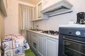 una piccola cucina con piano cottura e lavandino di Appartamento Matteotti a Volterra