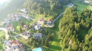 an aerial view of a large estate with a house at Haus Green & Spa Angelika Trentino in Lavarone